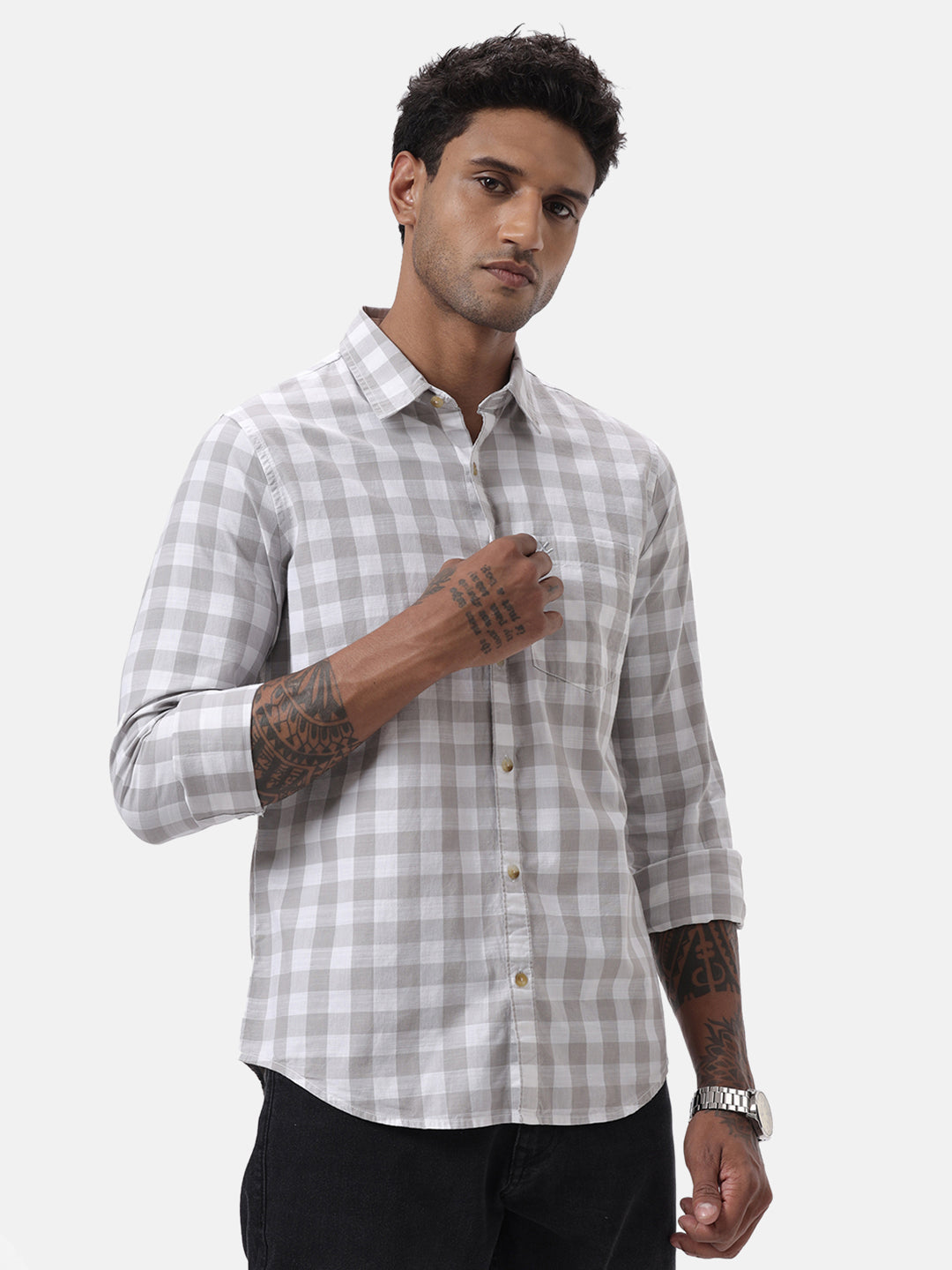 Grey & White Urban Checked Shirt