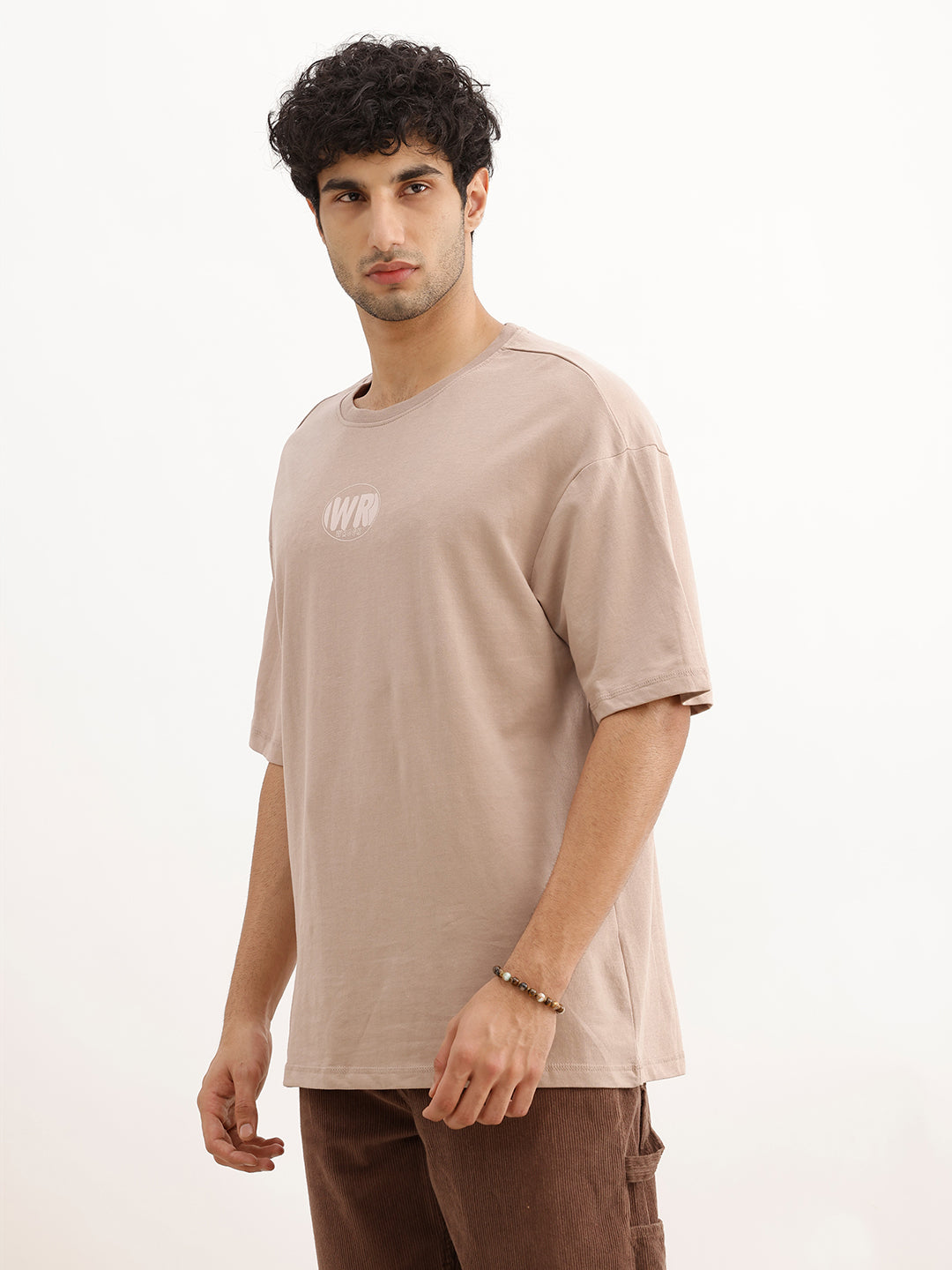 Oversized Placement Printed T-Shirt | Brown