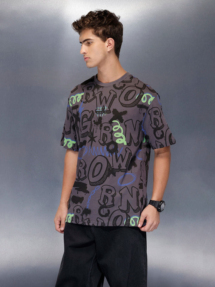 Graphic oversized tee | Charcoal