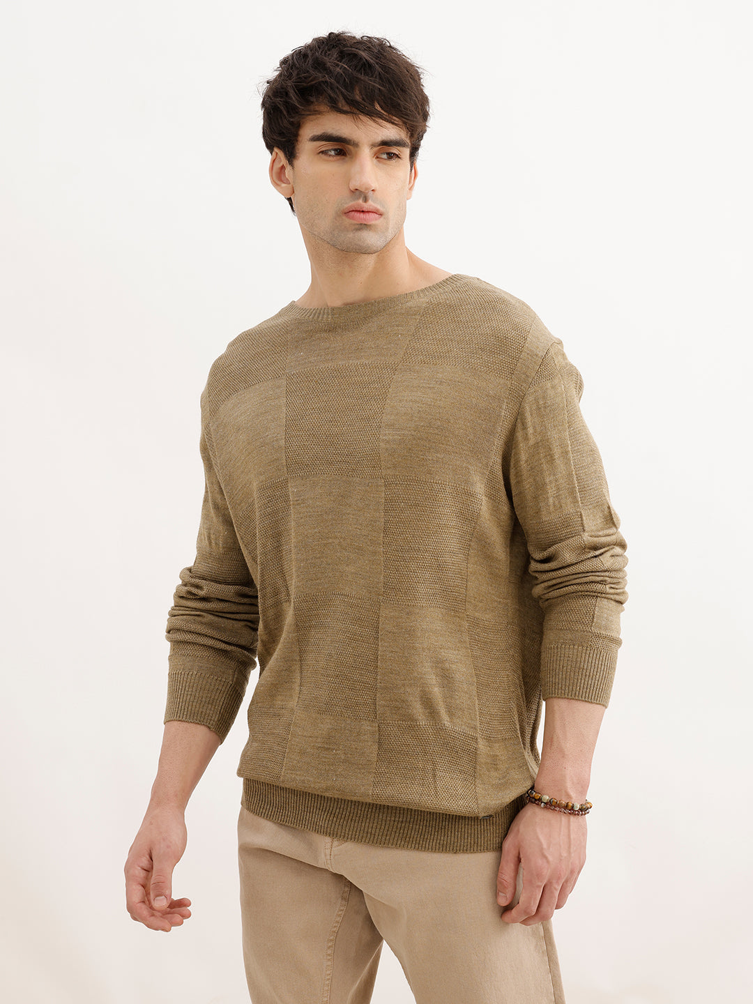 Regular Fit Textured T-Shirt | Khaki | WSW02FSRE1033W