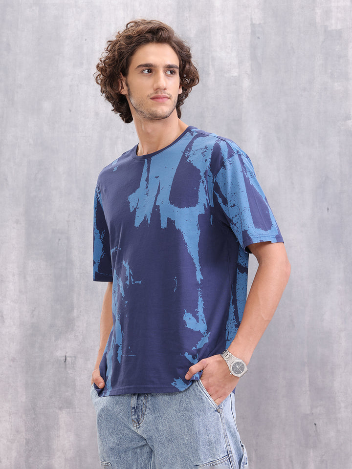 Graphic Aop Oversized T-Shirt  | Navy Blue