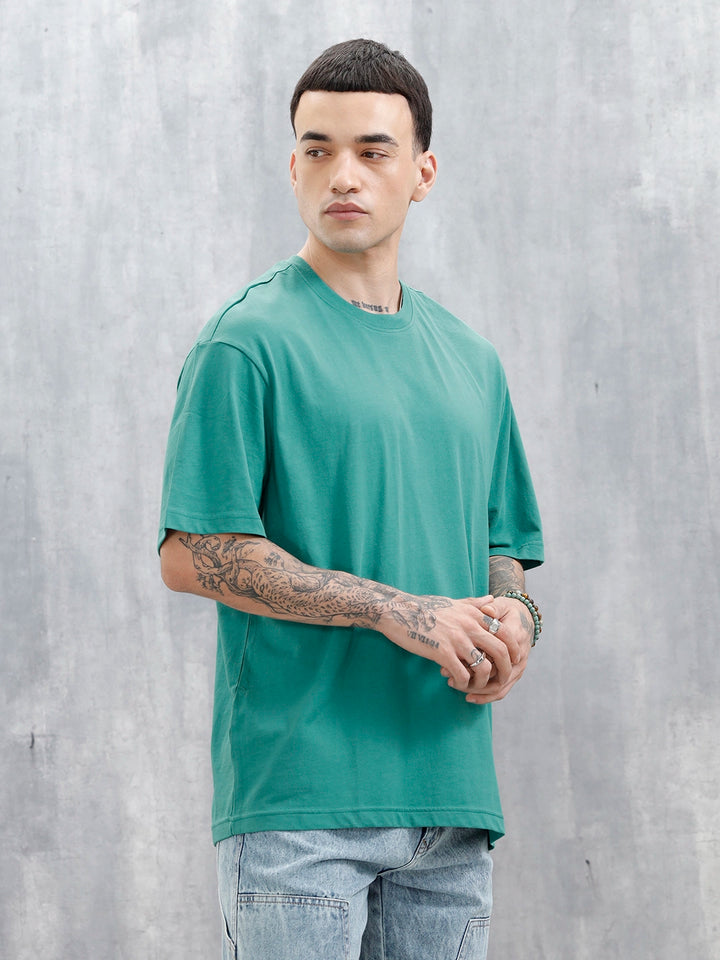 Men's Casual Printed Oversized T-Shirt | Green