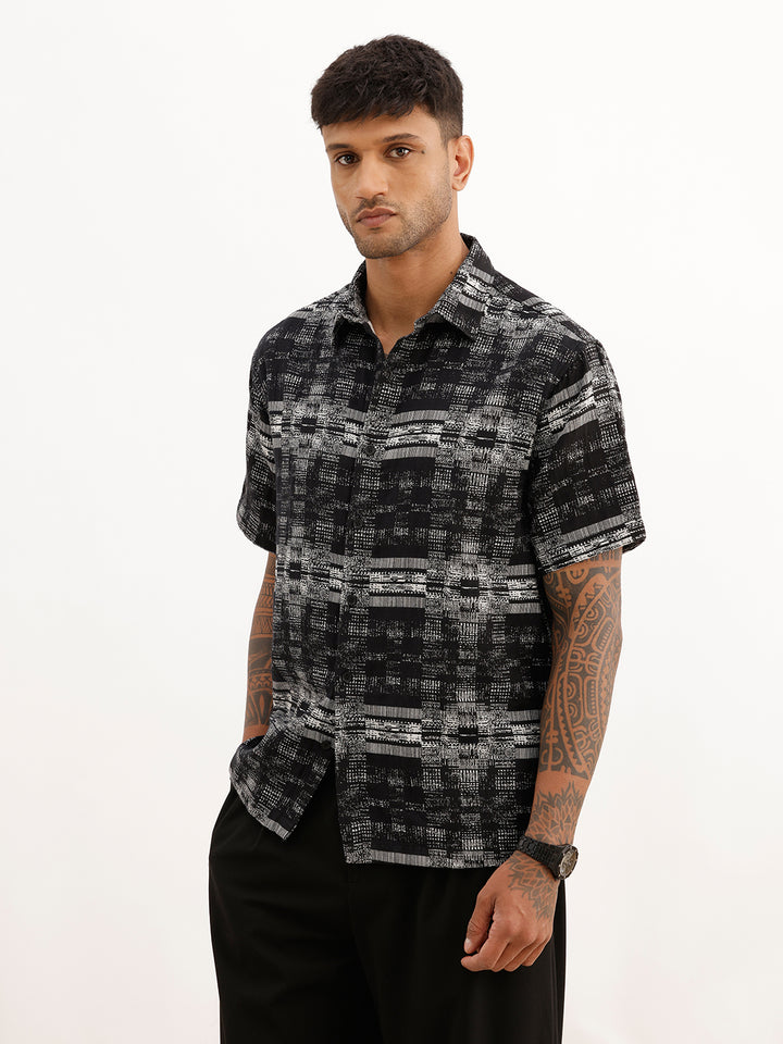 Classic Comfort Fit Jacquard Shirt | Black