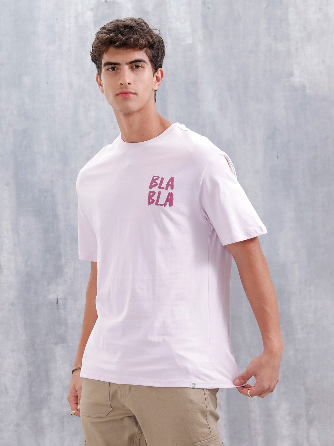 Casual Men Oversized Fit Tee With Graphic | Pink