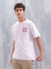 Casual Men Oversized Fit Tee With Graphic | Pink