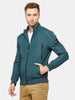 Teal Slim Fit Nylon Biker Jacket