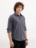Slim Fit Textured Striped Shirt | Dark Grey