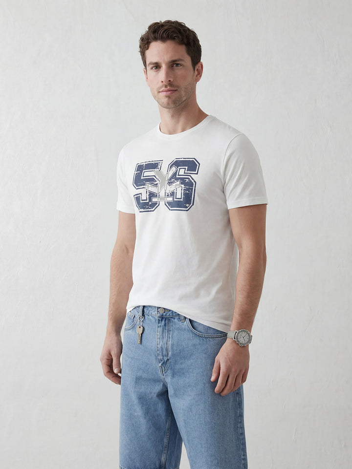 Vintage Varsity Style Graphic Tee | Off White