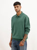 Solid Oversized Collared Sweatshirt | Green