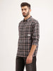 Textured Comfort Fit Double Pocket Checkered Shirt | Grey
