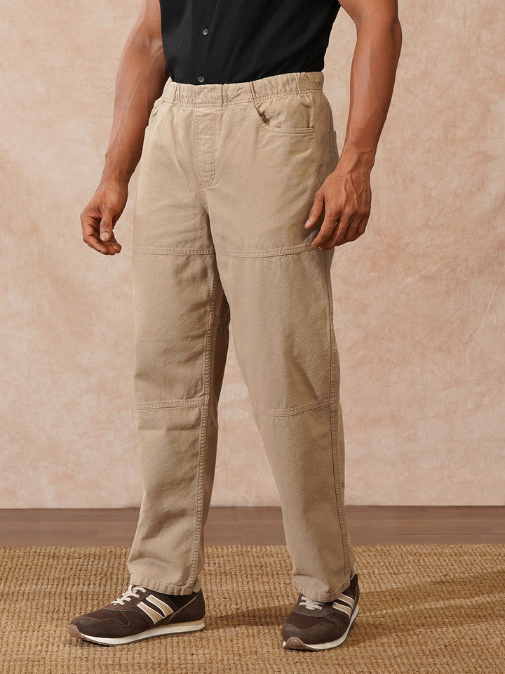 Solid Loose Fit Trousers | Khaki