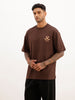 Classic Oversized Back Printed T-Shirt | Brown