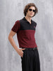 Cut & Sew Slim Fit Polo | Maroon/Black