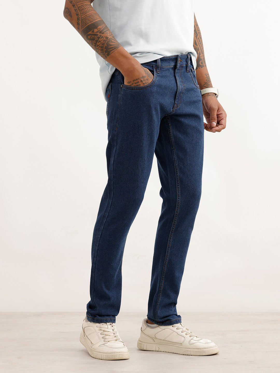 Solid Slim Fit Denim Jeans | Dark Blue