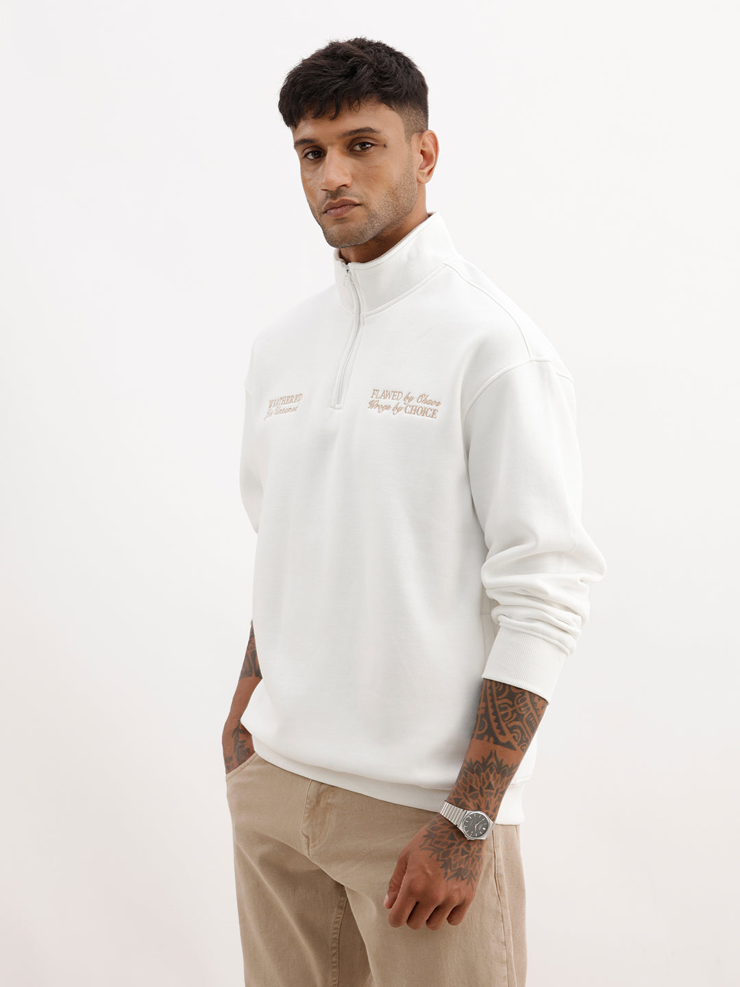 Oversized Fit Embroidered Detail Sweatshirt | Off White
