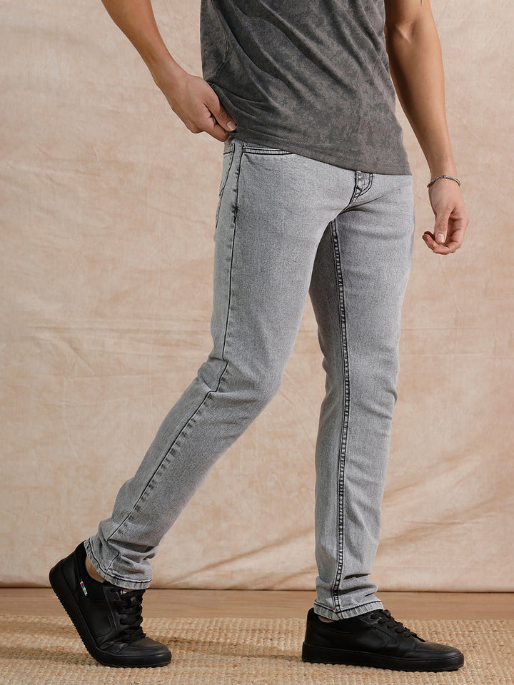 Solid Heavy Fade Slim Fit Jeans | Grey