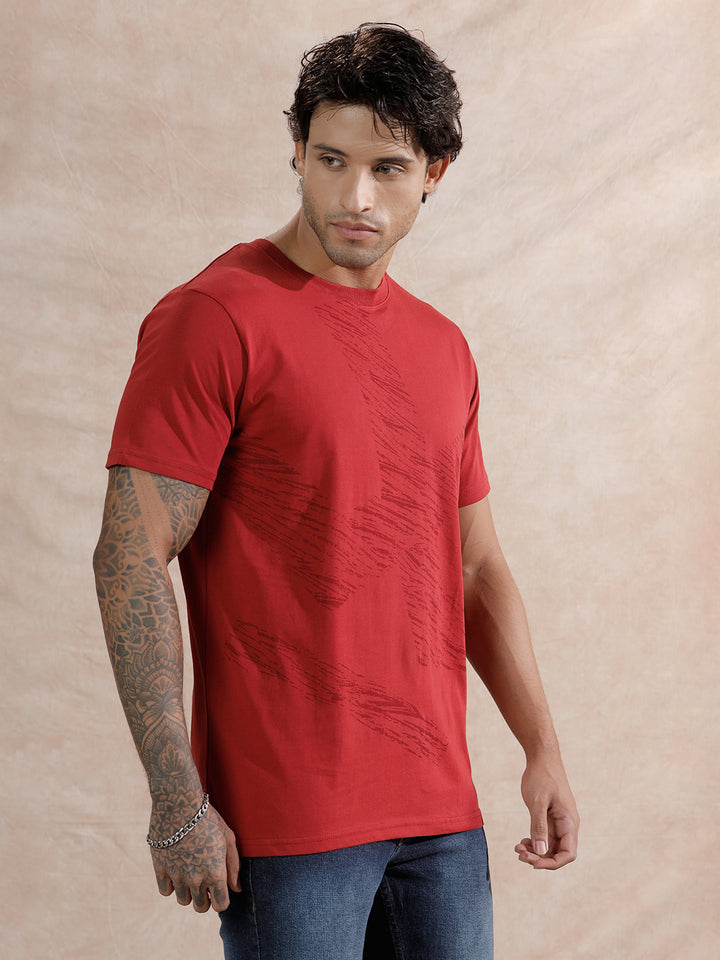 Hazy Logo Slim Fit T-Shirt | Red