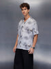 Men’s casual grey printed resort shirt | Navy Blue