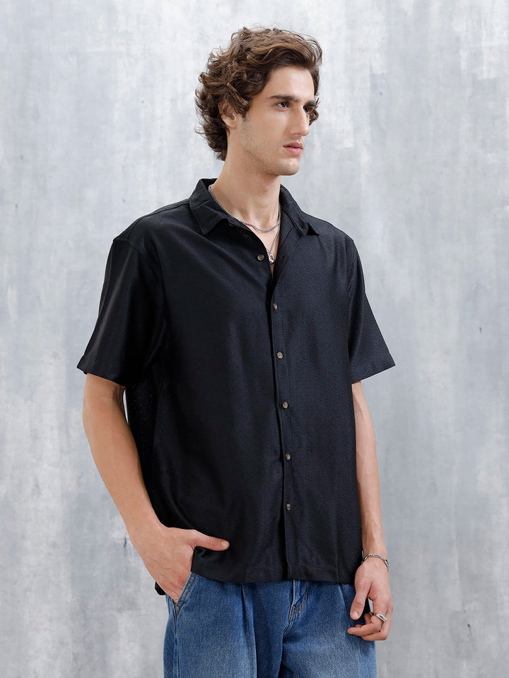 Men's Textured Casual Shirt | Black