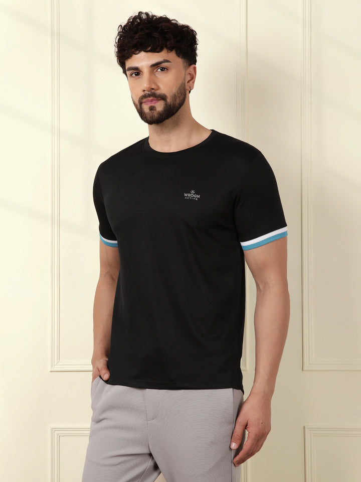 Premium Black Contrast Sleeve T-Shirt