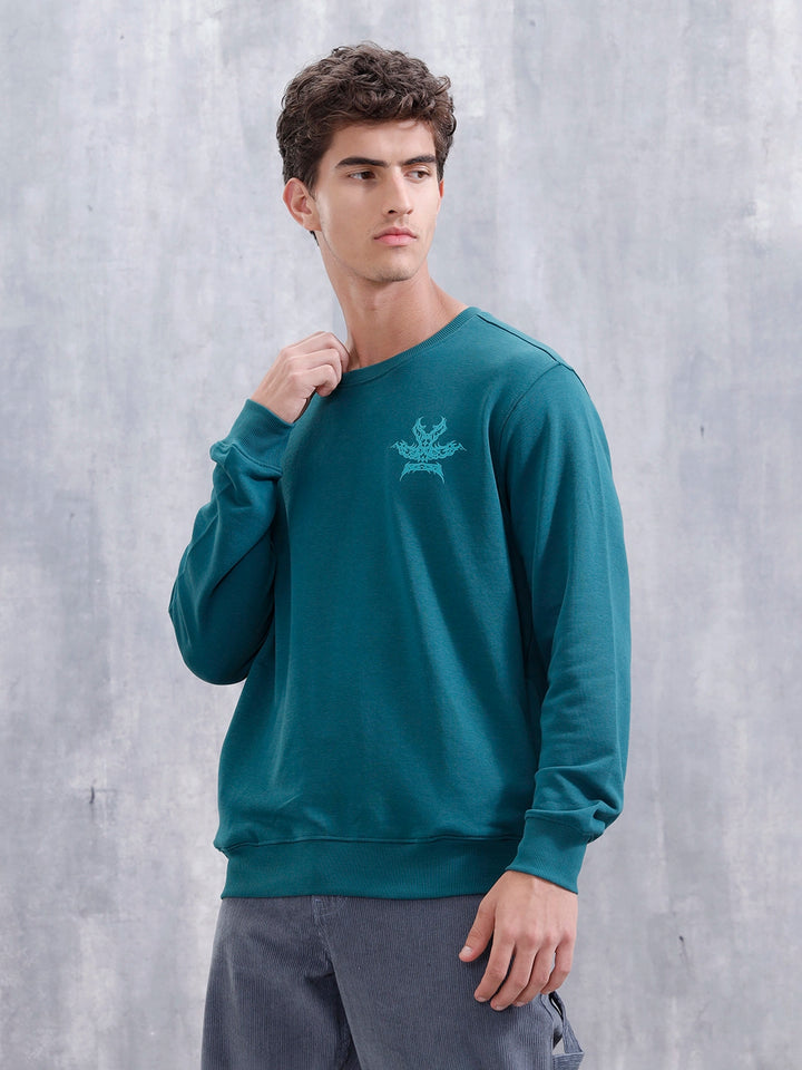 Loop Terry Cotton Brand Carrier Sweatshirt | Teal