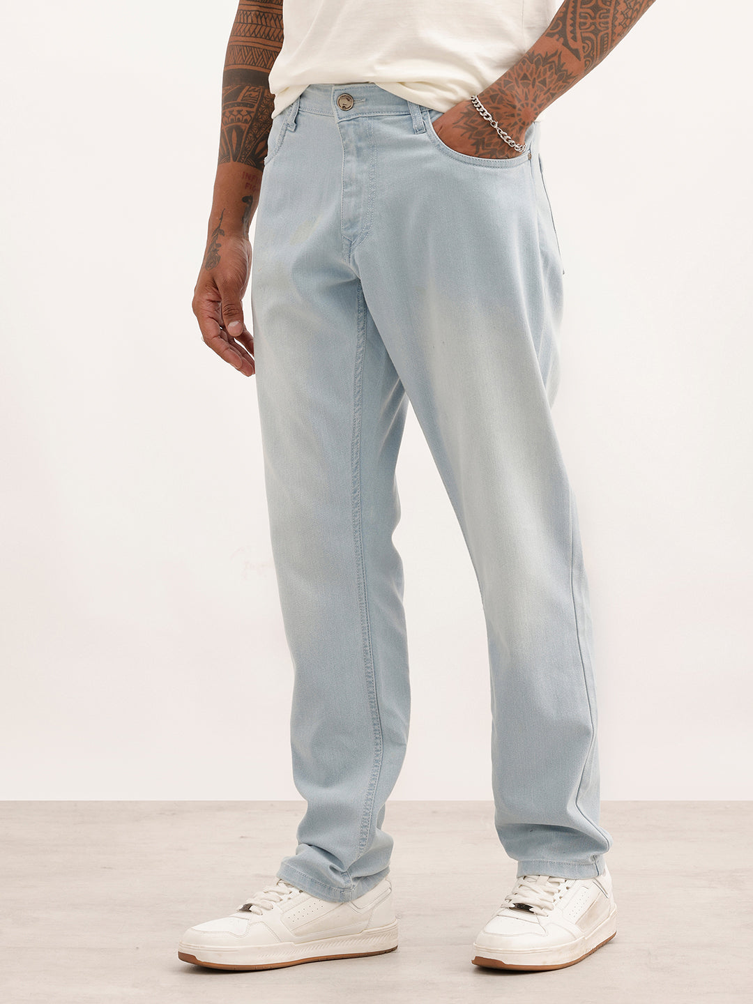 Heavy Fade Slim Fit Denim Jeans | Light Blue | WUJN2654F