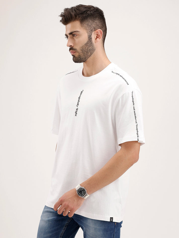 Oversized Placement Printed T-Shirt | White