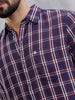 Textured Checkered Cotton Shirt | Navy Blue