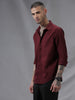 Satin Solid Maroon Shirt