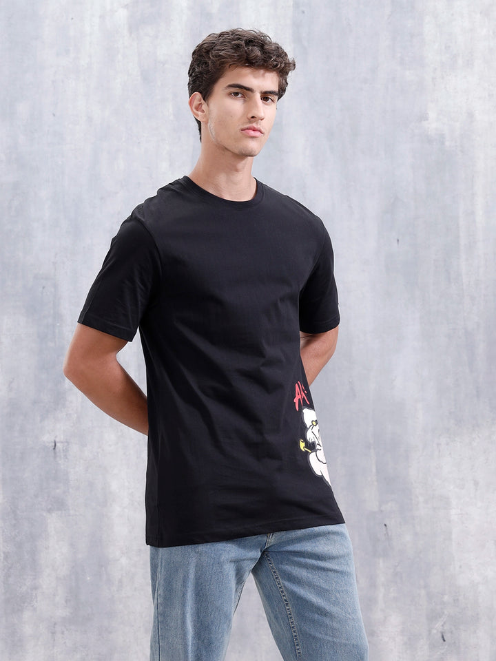 Casual Men’s Comfort Fit T-Shirt Featuring Popeye | Black