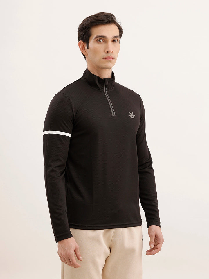 Slim Fit Full Sleeve Active T-Shirt | Black
