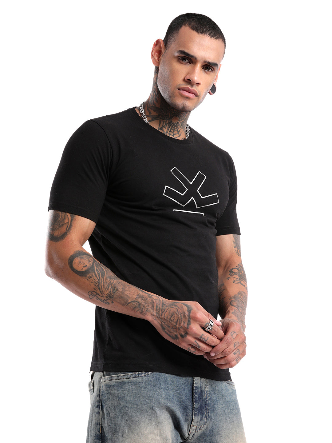 Premium Black Foil Logo Printed T-Shirt