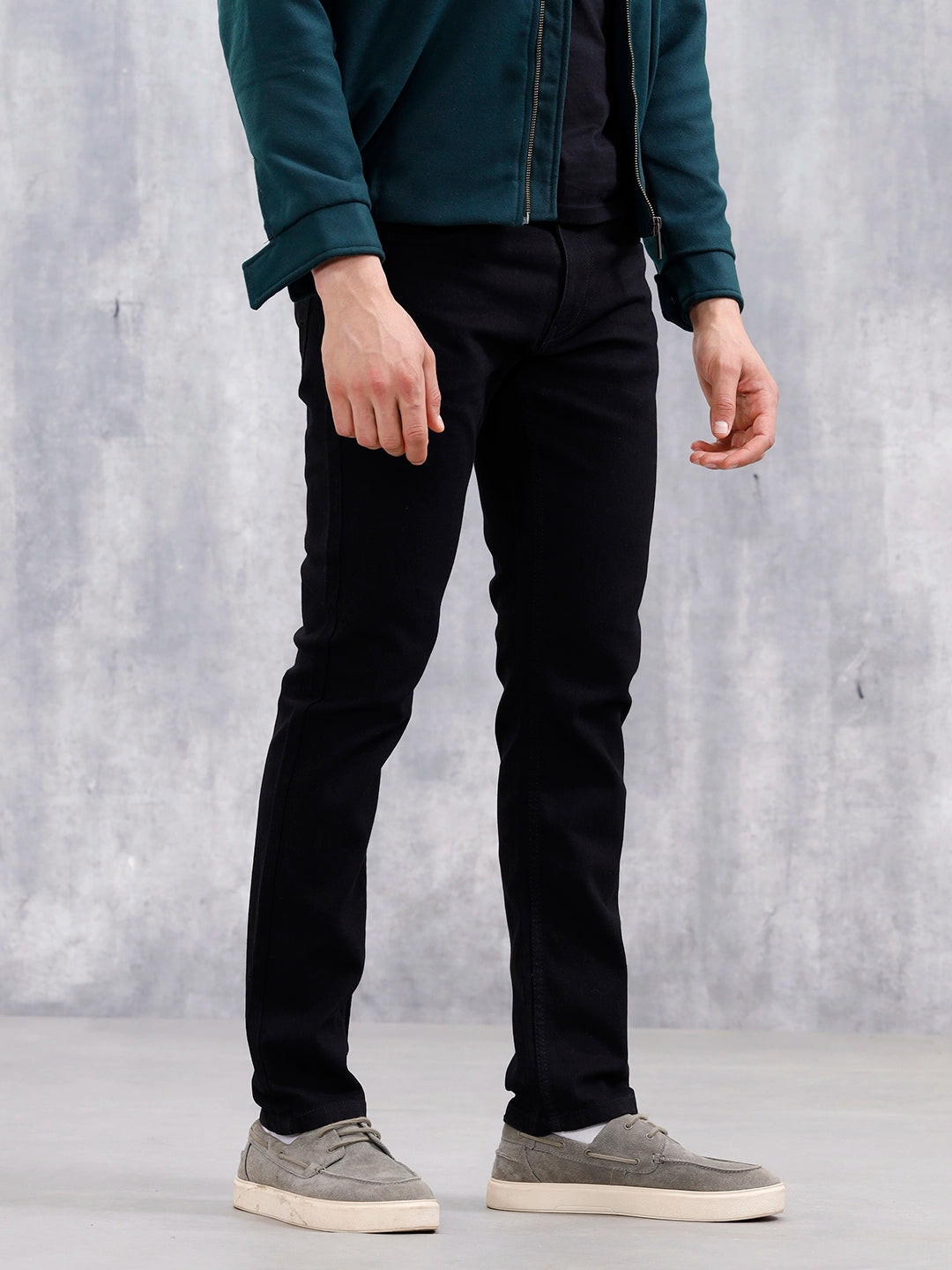 Men's Casual Slim Fit Jeans Black - Main Image