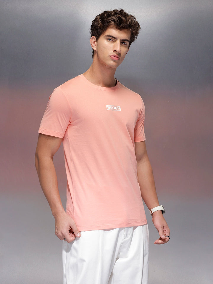 Solid Regular Fit T-Shirt   |  Peach