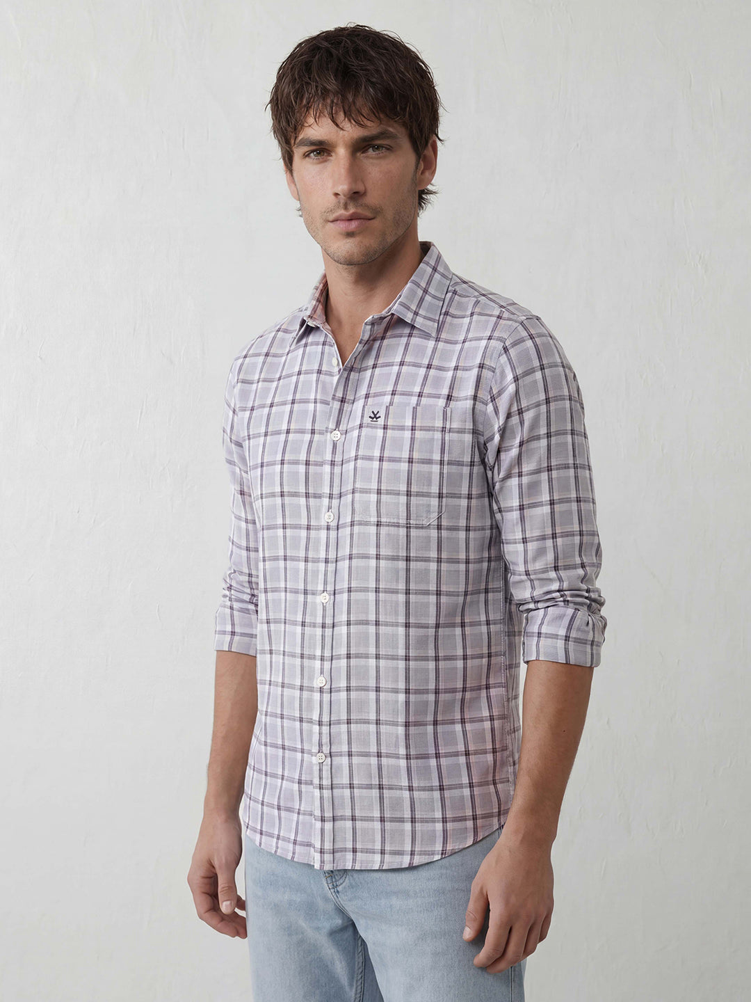 Classic Regular Fit Checkered Shirt | Grey