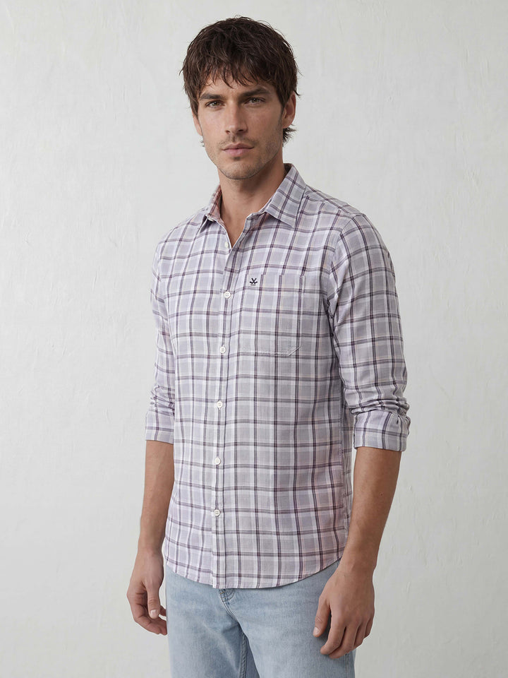 Classic Regular Fit Checkered Shirt | Grey