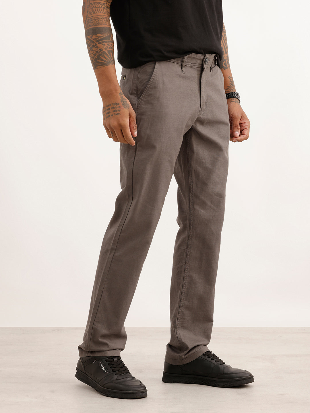 Solid Straight Fit Trouser | Blue