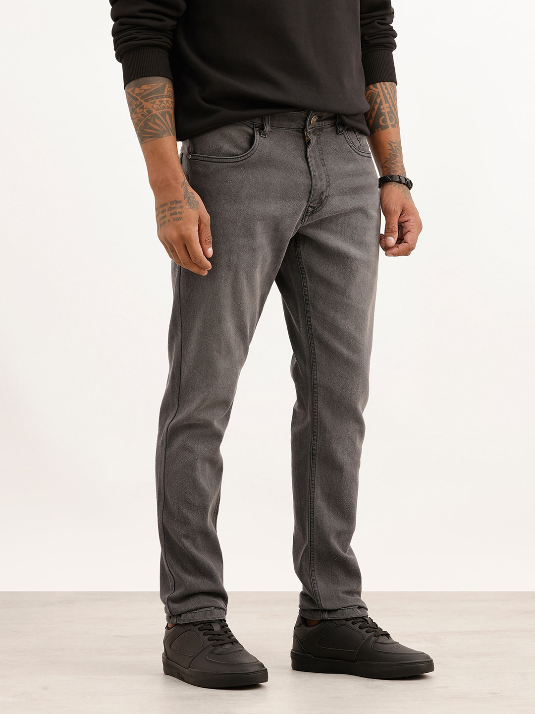 Washed Slim Fit Denim Jeans | Black