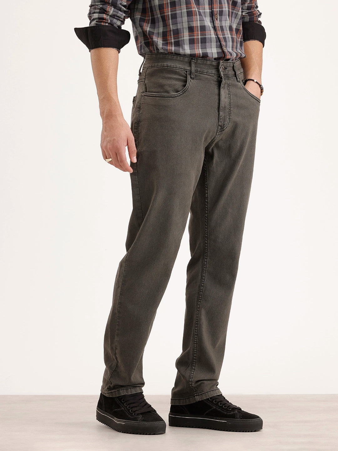 Solid Relaxed Fit Denim Jeans | Dark Grey