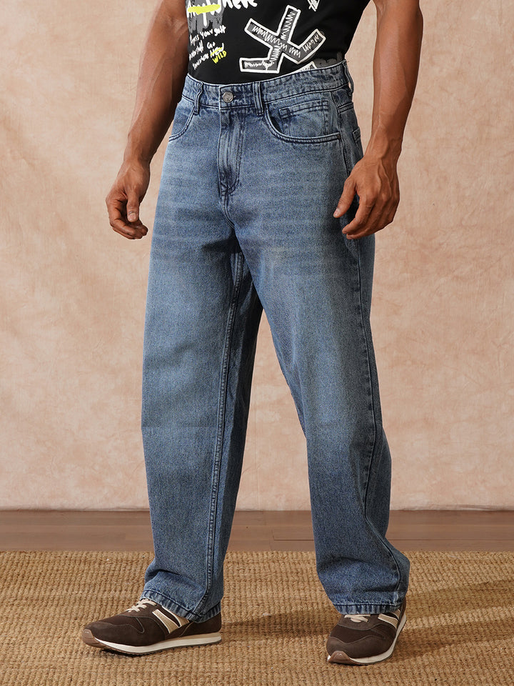 Faded Loose Fit Jeans | Blue