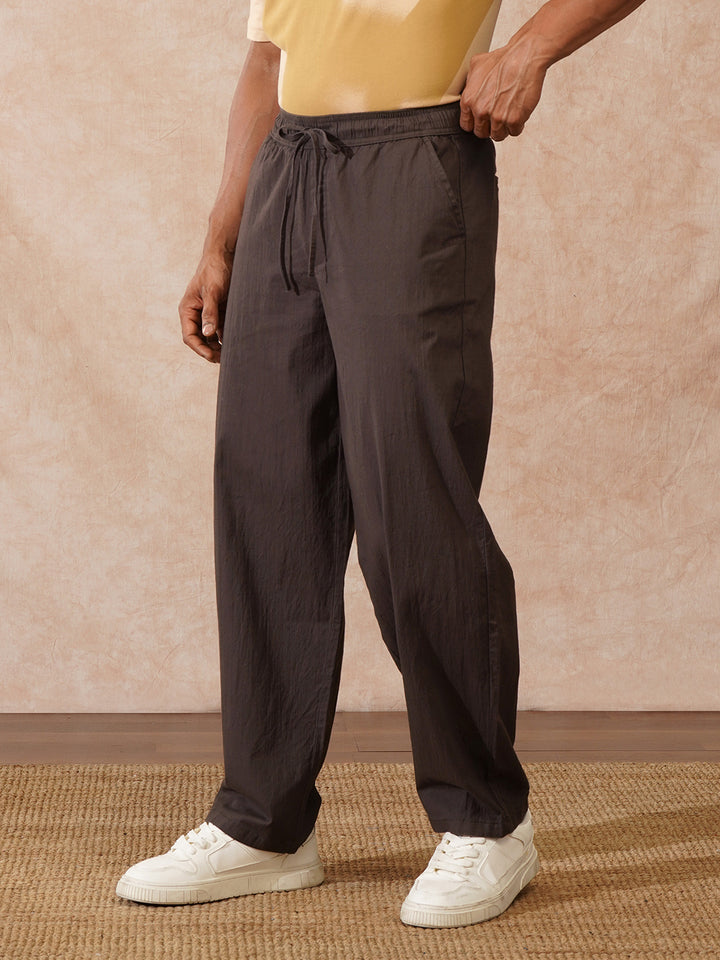 Solid Loose Fit Trouser | Brown