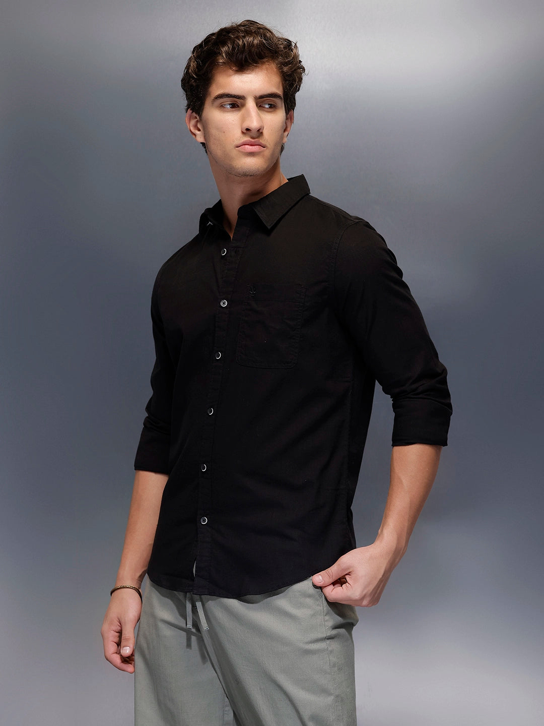 Men's Casual Slim Fit Shirt   |  Black