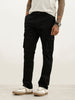 Solid Straight Fit Cargo Trouser | Black