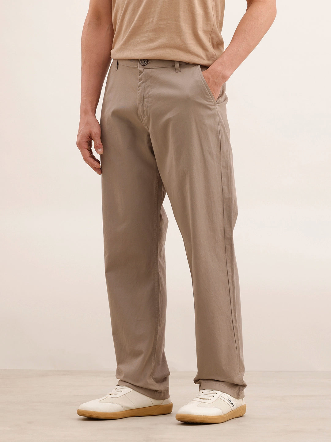 Anti Fit Solid Trouser | Beige