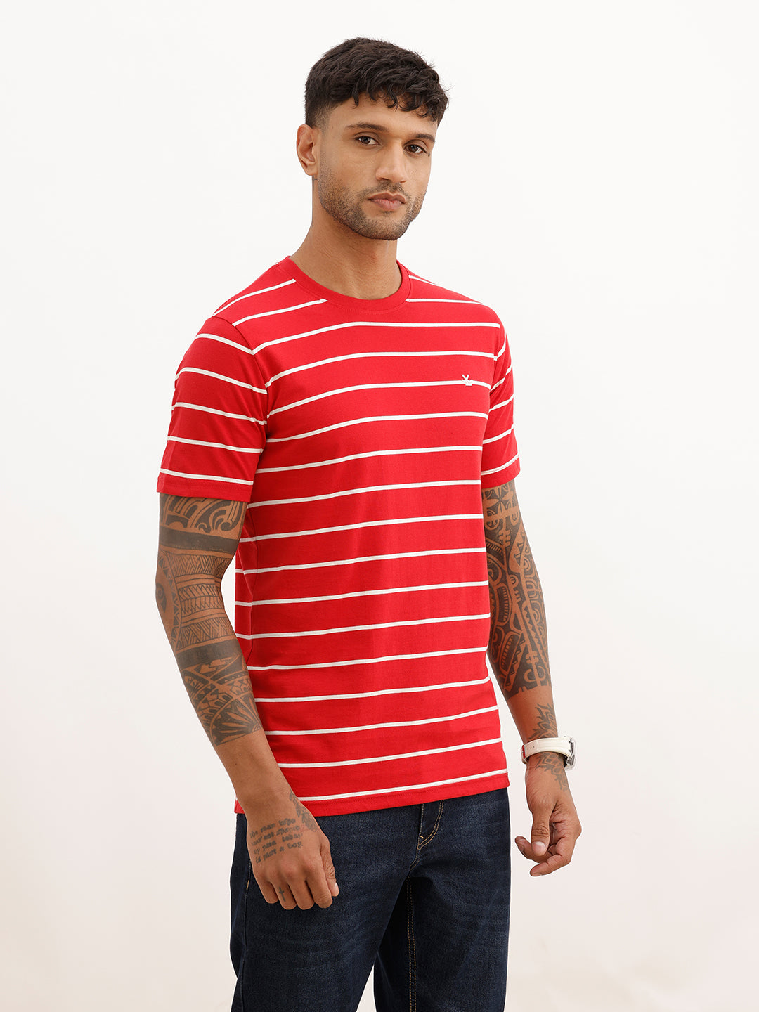 Slim Fit Striped T-Shirt | Red