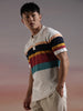 Striped Blocks Knit Polo T-Shirt