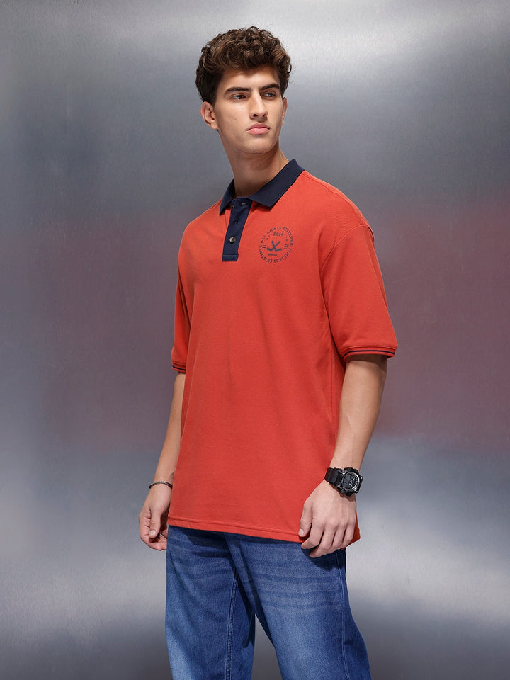 Classic Oversized Polo T-Shirt  | Rust