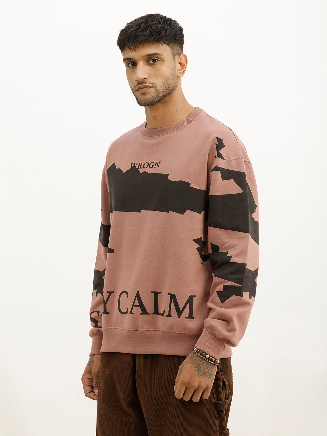 Oversized Placement Printed Sweatshirt | Pink