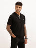 Solid Slim Fit Polo T-Shirt | Black