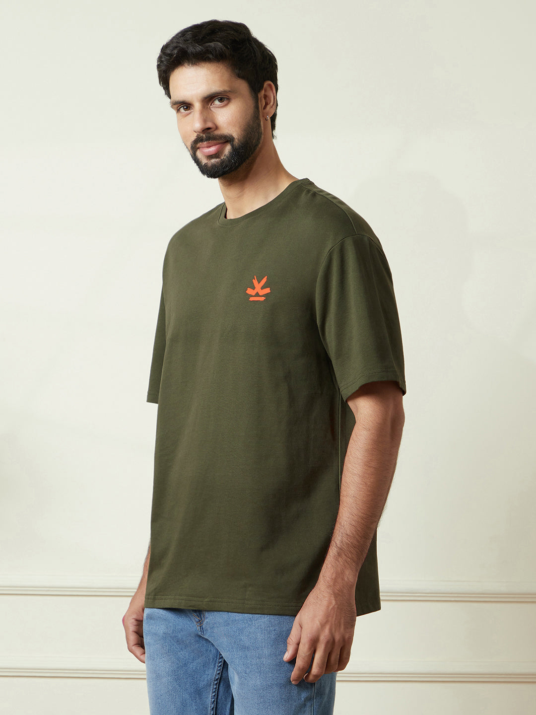 Picasso Gone Wrogn Back Printed T-Shirt in Olive